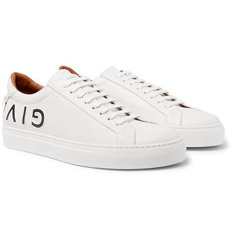 givenchy urban street logo-embossed leather sneakers|givenchy jaw high white sneakers.